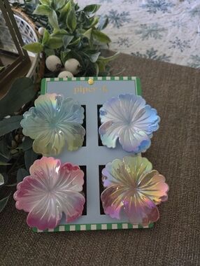 Piper·k Iridescent Floral Napkin Rings - Pink, Blue, Green, Gold Hues